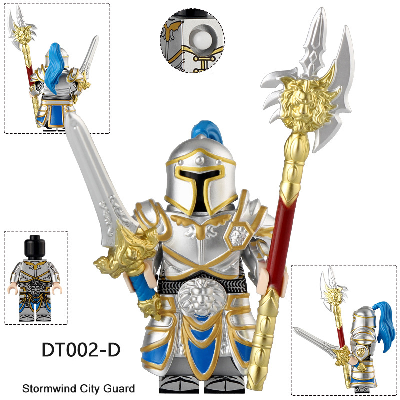 DT8902 Medieval Soldiers Military Building Blocks Stormwind City Guard War Shield Action Figures Mini Building Toy Children Gifts