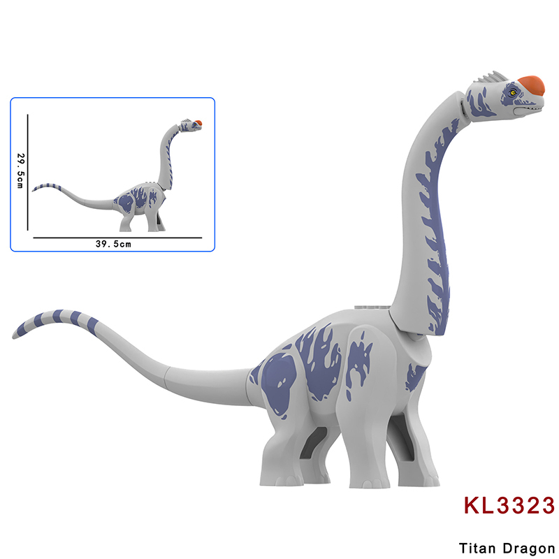 KLTZ001-005 Cartoon Dinosaur Set Kits  Pterosaur Action Figures White Little Triceratops Minifigs Building Blocks Toys Children Gifts