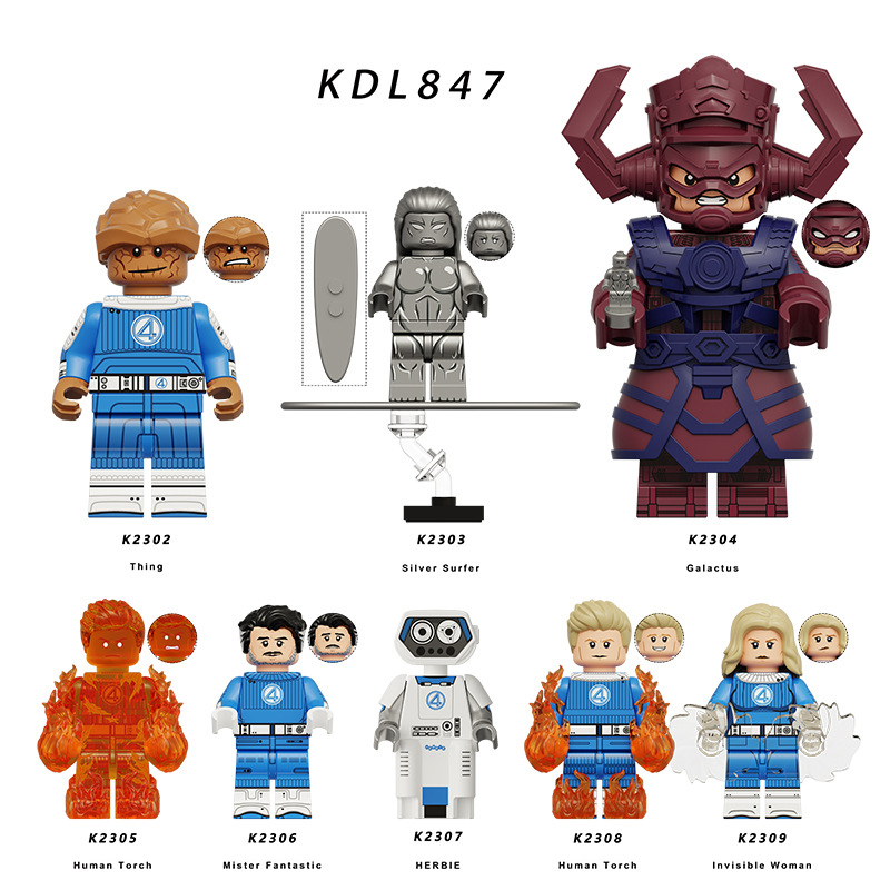 KDL847 Movie DC Fantastic Four Mister Fantastic Silver Surfer Minifigs Action Figure Human Torch Building Blocks Annihilus Children Gifts Toys
