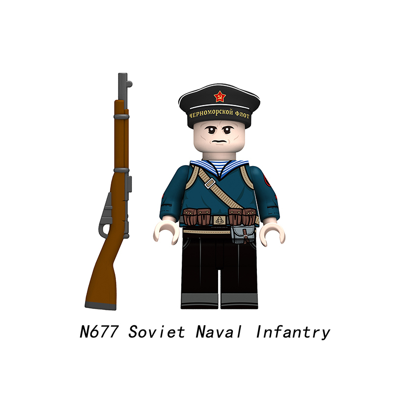 N661-666 German  Oberleuynant zur See Obermaat Soldiers Action Figures U-boat Commander Army Building Blocks Weapons Gun Toys Boys