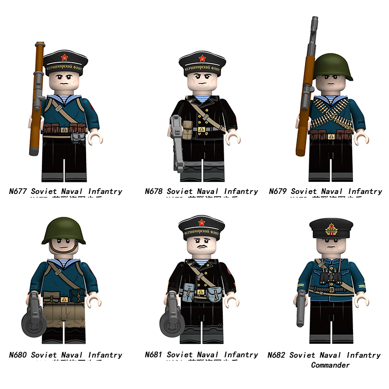 Military Soviet Naval Infantry Minifigs Bricks Kits Compatible