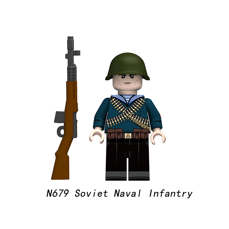 N661-666 German  Oberleuynant zur See Obermaat Soldiers Action Figures U-boat Commander Army Building Blocks Weapons Gun Toys Boys