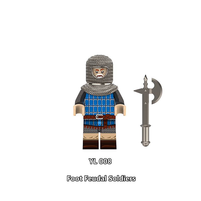 YL005 YL006 Medieval Knight Soldier MinifigsTown Militia Knight  Burgundy Weapon War Shield Building Blocks Crossbow Toy Kids Gifts