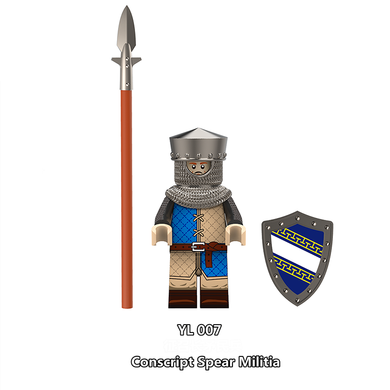 YL005 YL006 Medieval Knight Soldier MinifigsTown Militia Knight  Burgundy Weapon War Shield Building Blocks Crossbow Toy Kids Gifts