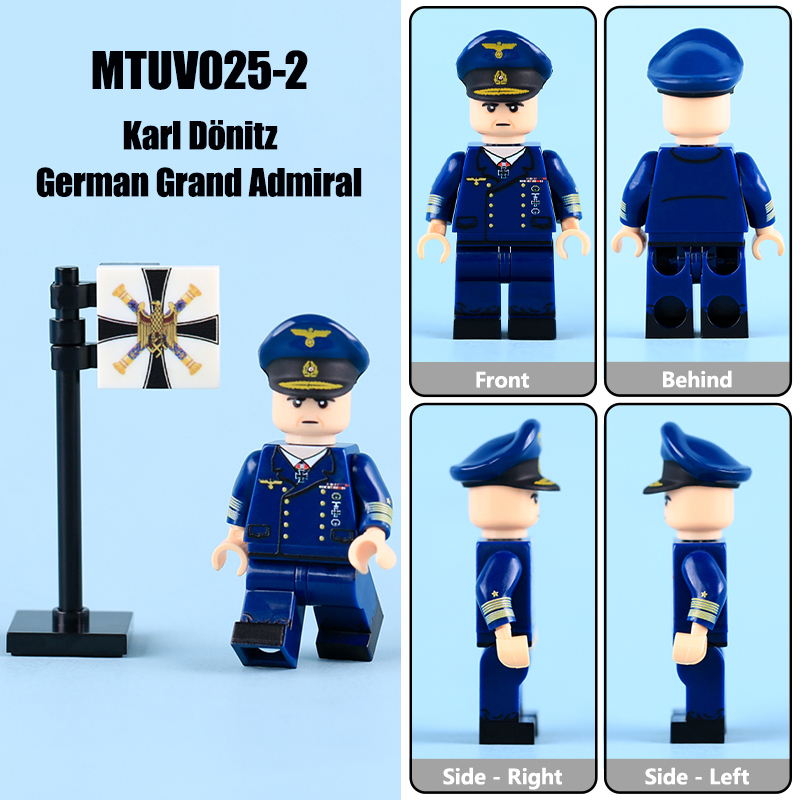 MTUV026 MTUV043 WW2 German Office Minifigs Building Blocks UV Printing Generaloberst Heinz Guderian trench coat  Soldier Bricks Toys