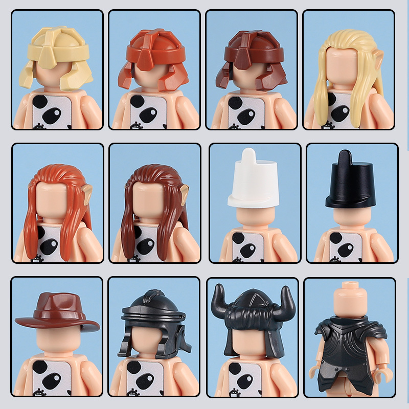 MOC City People Hat Building Blocks Baseball Cap Beret Hairstyle Hair Meatball Head Compatible Hats Bricks Children Gifts Toys