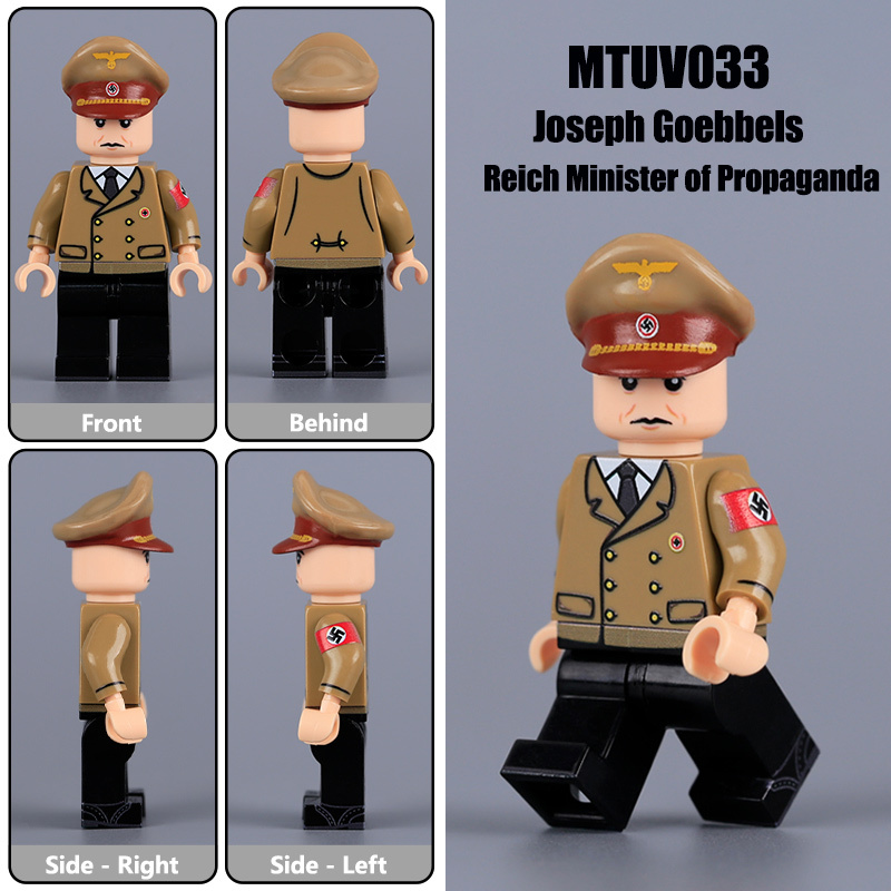 MTUV032-35 WW2 German Nazi Party Hitler UV Minifigs Building Blocks War Army Soldiers Weapon Military Gun Accessoories Toys Boys Gifts MTUV057