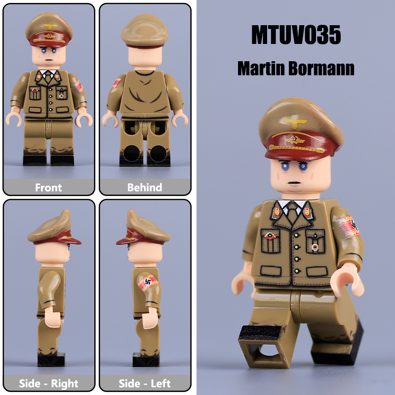 MTZ012-14 WW2 German Nazi Party Hitler Minifigs Building Blocks War Army Soldiers Weapon Military Gun Accessoories Toys Boys Gifts MT001