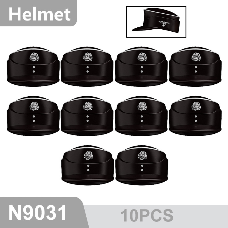 N9015-9025 WW2 Military German M35 Camouflage Helmet Building Blocks Army Officer Soldier Figures Hat Head Coat War Accessories Weapon Gun Bricks Gift Boy