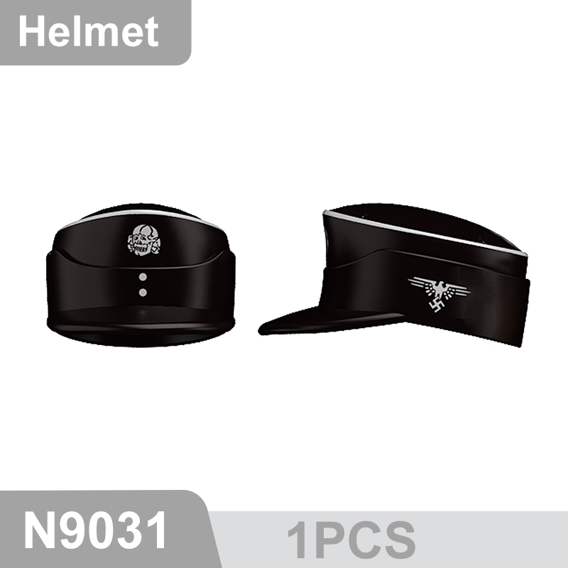 N9015-9025 WW2 Military German M35 Camouflage Helmet Building Blocks Army Officer Soldier Figures Hat Head Coat War Accessories Weapon Gun Bricks Gift Boy