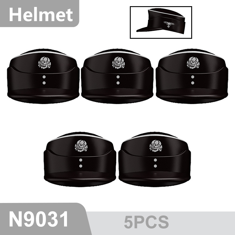 N9015-9025 WW2 Military German M35 Camouflage Helmet Building Blocks Army Officer Soldier Figures Hat Head Coat War Accessories Weapon Gun Bricks Gift Boy