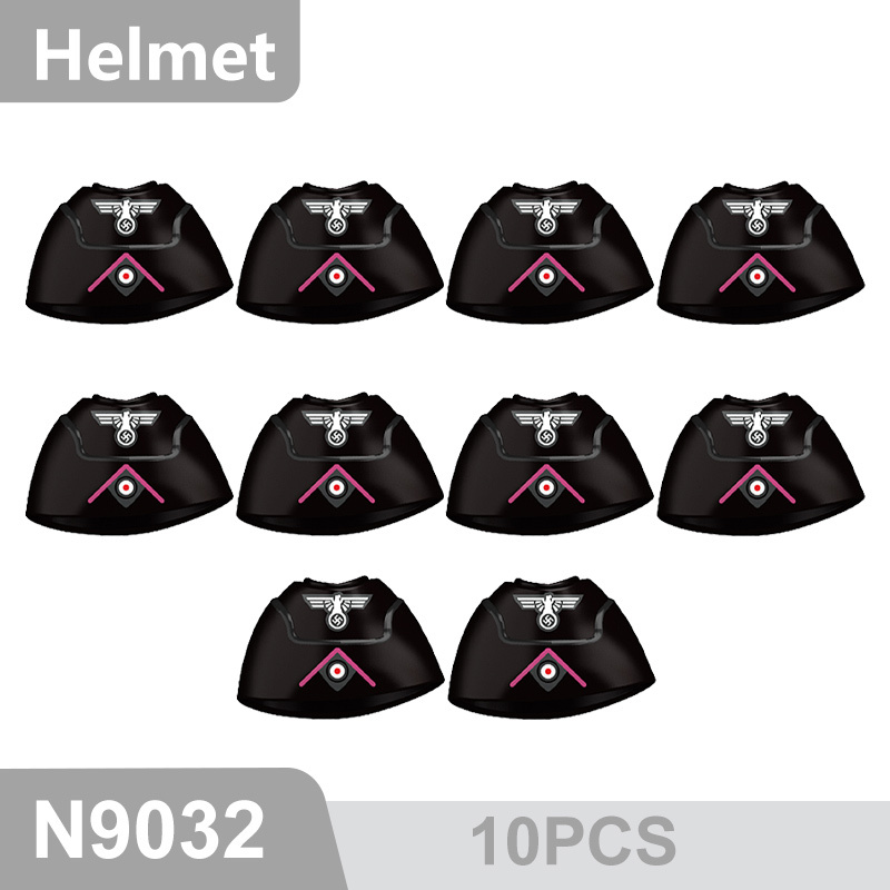 N9015-9025 WW2 Military German M35 Camouflage Helmet Building Blocks Army Officer Soldier Figures Hat Head Coat War Accessories Weapon Gun Bricks Gift Boy