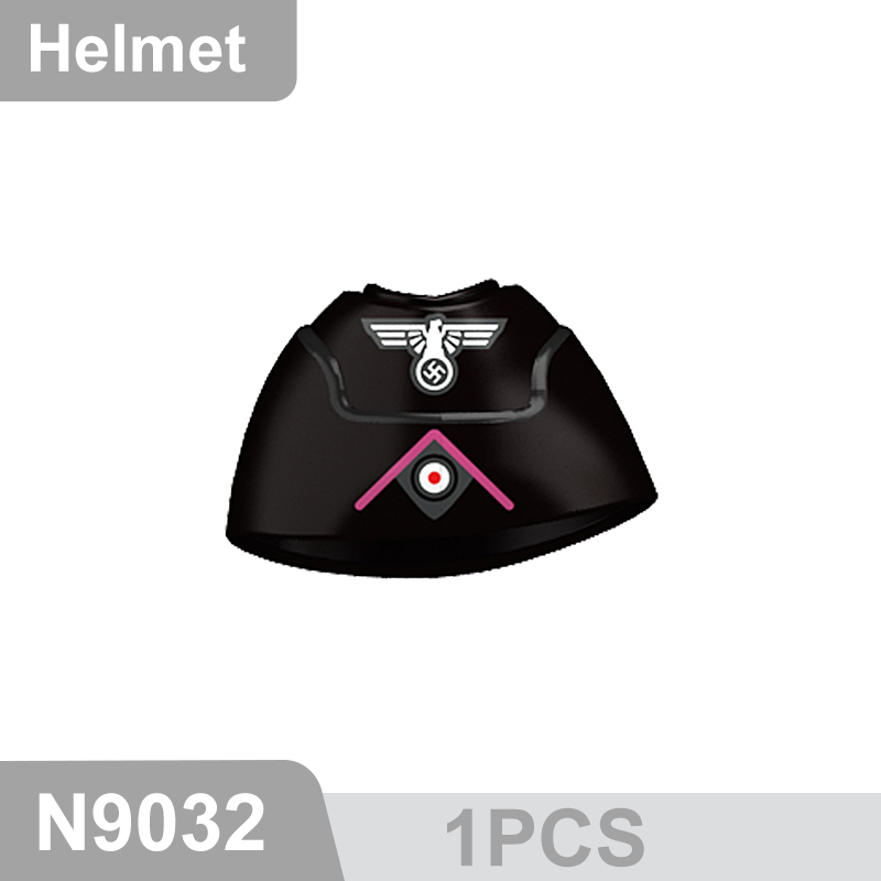 N9015-9025 WW2 Military German M35 Camouflage Helmet Building Blocks Army Officer Soldier Figures Hat Head Coat War Accessories Weapon Gun Bricks Gift Boy