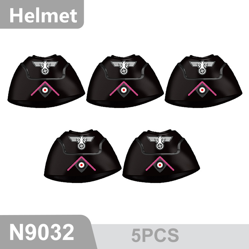 N9015-9025 WW2 Military German M35 Camouflage Helmet Building Blocks Army Officer Soldier Figures Hat Head Coat War Accessories Weapon Gun Bricks Gift Boy