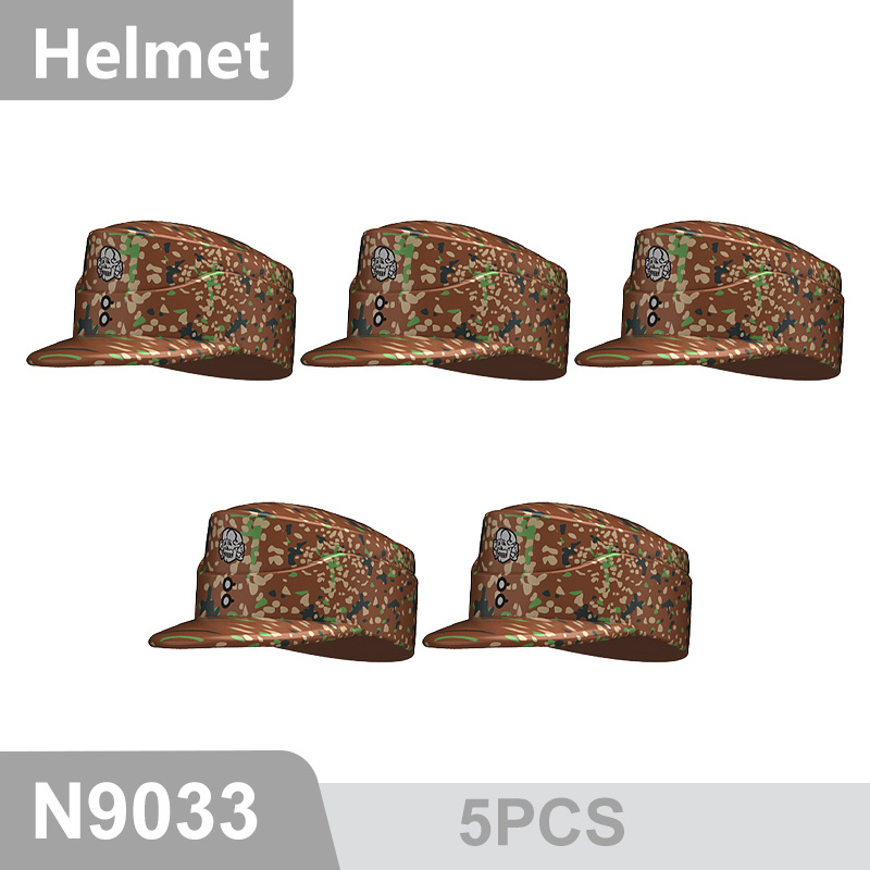 N9015-9025 WW2 Military German M35 Camouflage Helmet Building Blocks Army Officer Soldier Figures Hat Head Coat War Accessories Weapon Gun Bricks Gift Boy