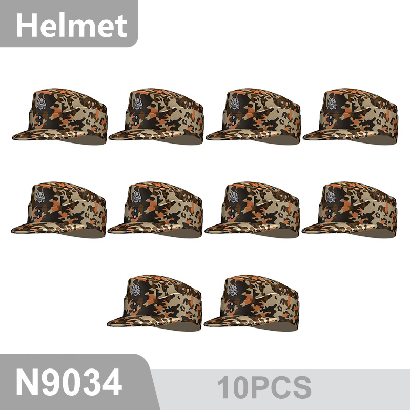N9031-9036 WW2 Military German Camouflage Field Hat Building Blocks Army Officer Soldier Figures Hat Head Coat War Accessories Weapon Gun Bricks Gift Boy