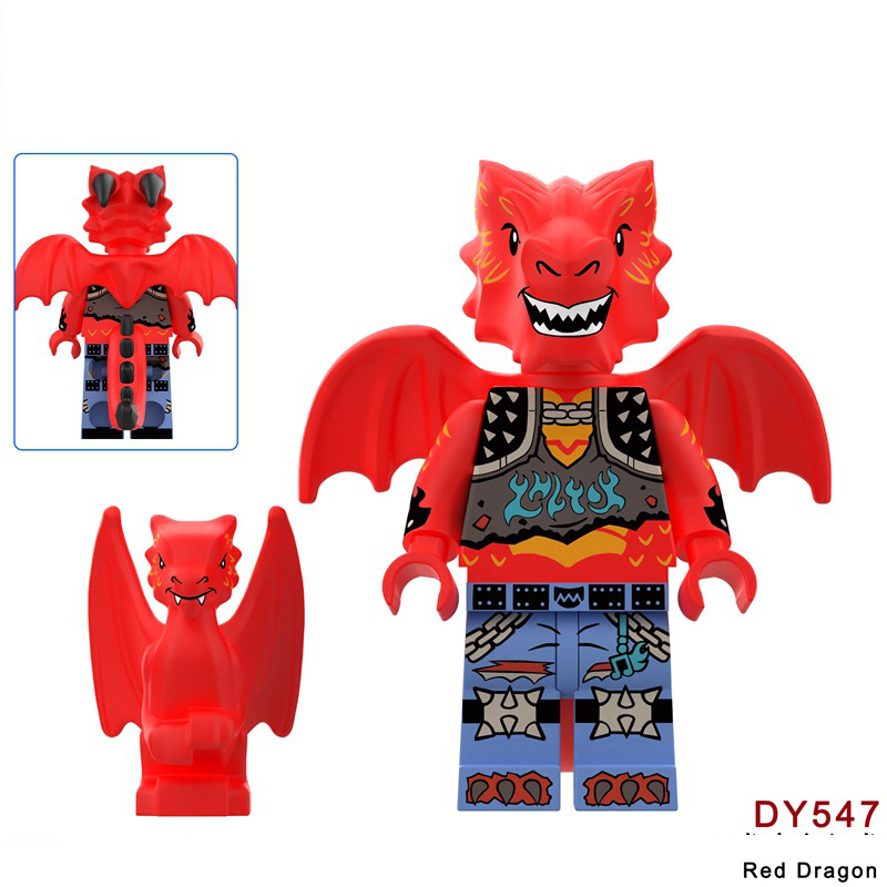 N833-836 Medieval Series Ancient Golden Dragon Knight Minifigs Building Blocks Blue Dragon Warrior Ranger Weapon Sword Shield Toys Boys