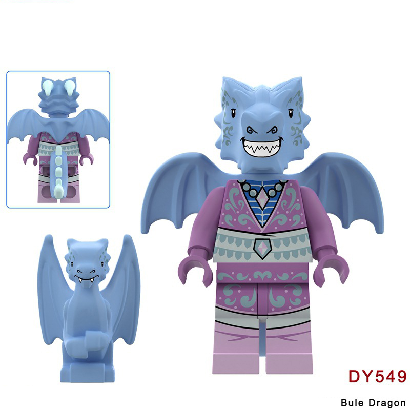 N833-836 Medieval Series Ancient Golden Dragon Knight Minifigs Building Blocks Blue Dragon Warrior Ranger Weapon Sword Shield Toys Boys