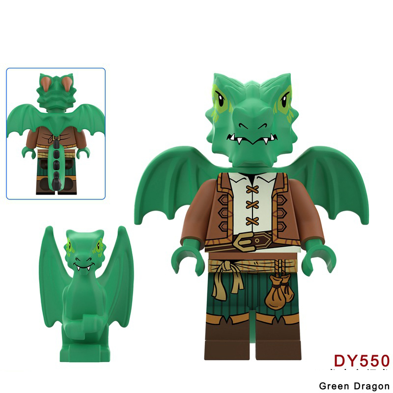 N833-836 Medieval Series Ancient Golden Dragon Knight Minifigs Building Blocks Blue Dragon Warrior Ranger Weapon Sword Shield Toys Boys