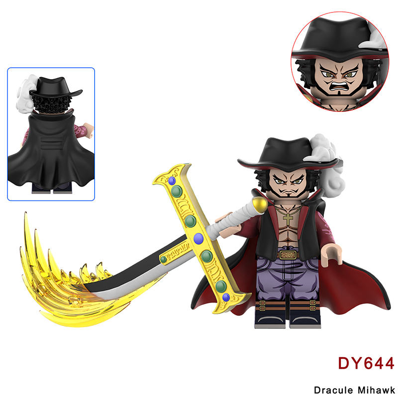 DY674 One Piece Series Luffy Ace Mini Anime Dracule Mihawk Action Figure Building Blocks Cartoon Movie Model Toys Decoration Children Gift