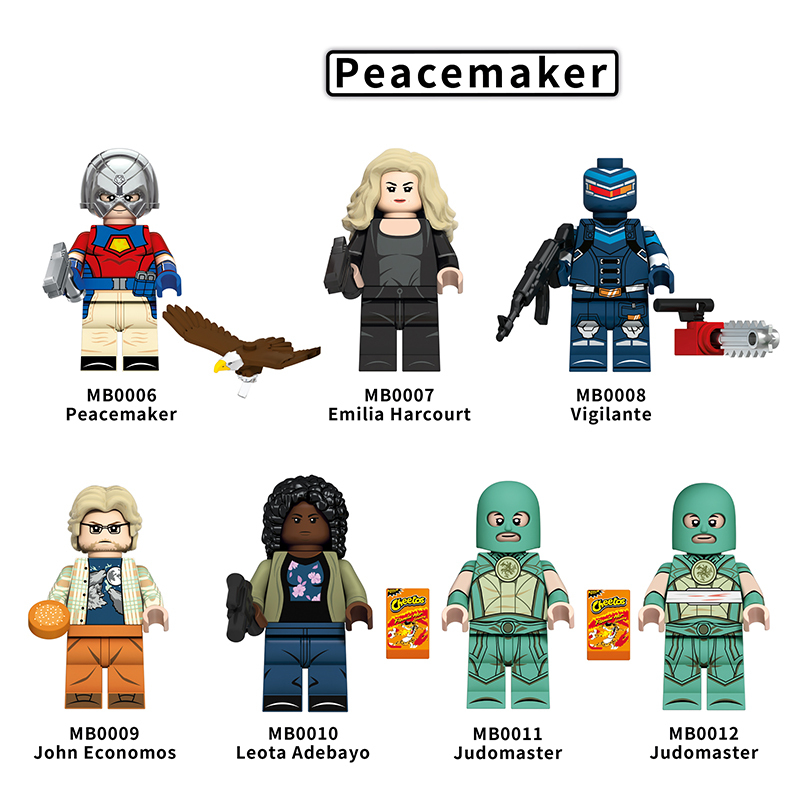 MB0006-0012 American DC Marvel Movie Peacemaker Minifigs Building Blocks Vigilante Emilia Harcourt Action Figures Model Children Toys Boys