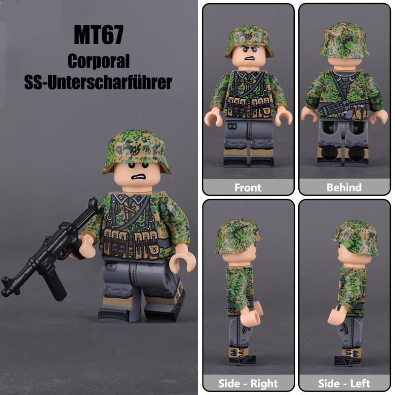 MTZ016-018 Military WW2 German soldiers Action Figures Dot Pea Camouflage Army 98K STG44 Building Blocks Weapons Gun Toys Boys