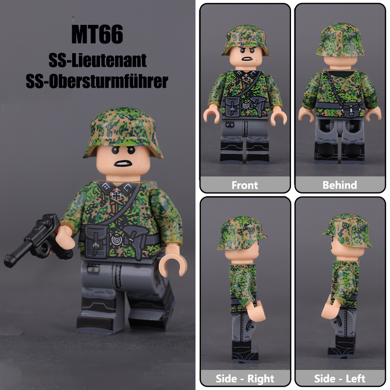 MTZ016-018 Military WW2 German soldiers Action Figures Dot Pea Camouflage Army 98K STG44 Building Blocks Weapons Gun Toys Boys