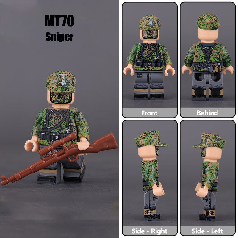 Military Camouflage Weapon SS-Lieutenant Minifigs Bricks Kits
