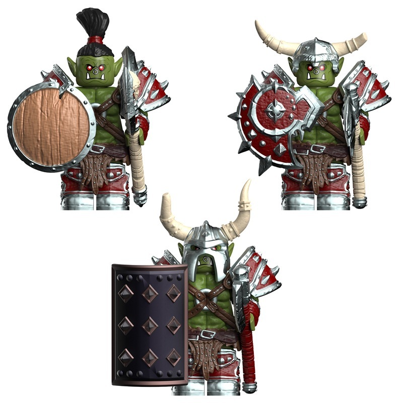 DT8905 Hobbit Medieval Knight Stormwind Orcs Soldier Minifigs Heavy Infantry Weapon Building Blocks Storm City Toy Kids Gift