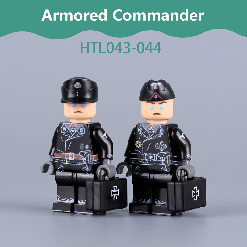 HTL045 HTL046 WW2 German Office Minifigs Building Blocks UV Printing Reinhard Heydrich Officer Army SS oldier Bricks Toys