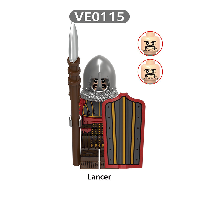 VP111-116 Medieval Green Dragon Knight Army Minifigs Building Blocks Weapon Soldiers Wolfpack Warrier Shield Horse Children Toys Gifts