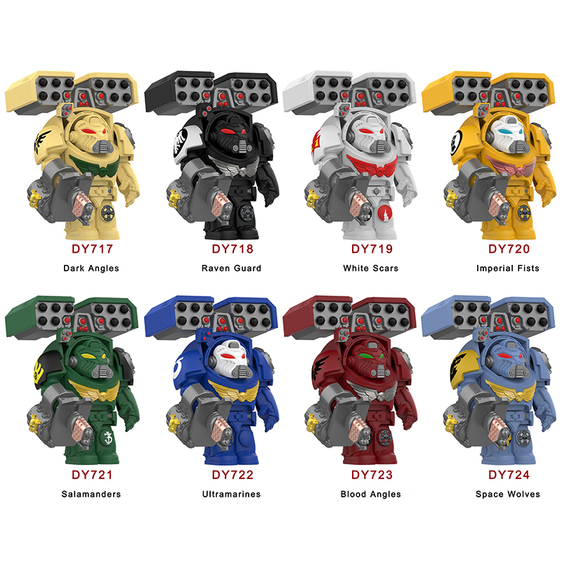MY601-605 British Game Warhammer Blood Angels Minifigs Building Blocks Warrior Ultramarines Imperial Armour Helmet Toys Gift Boy