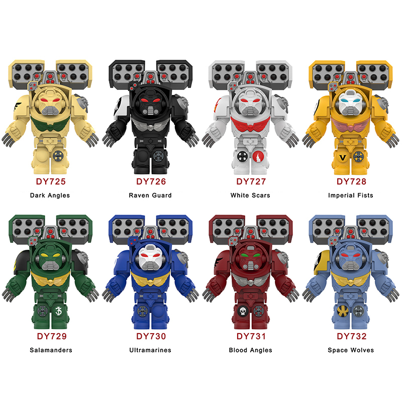 DY717-724 British Game Warhammer Blood Angels Minifigs Building Blocks Warrior Ultramarines Imperial Armour Helmet Toys Gift Boy