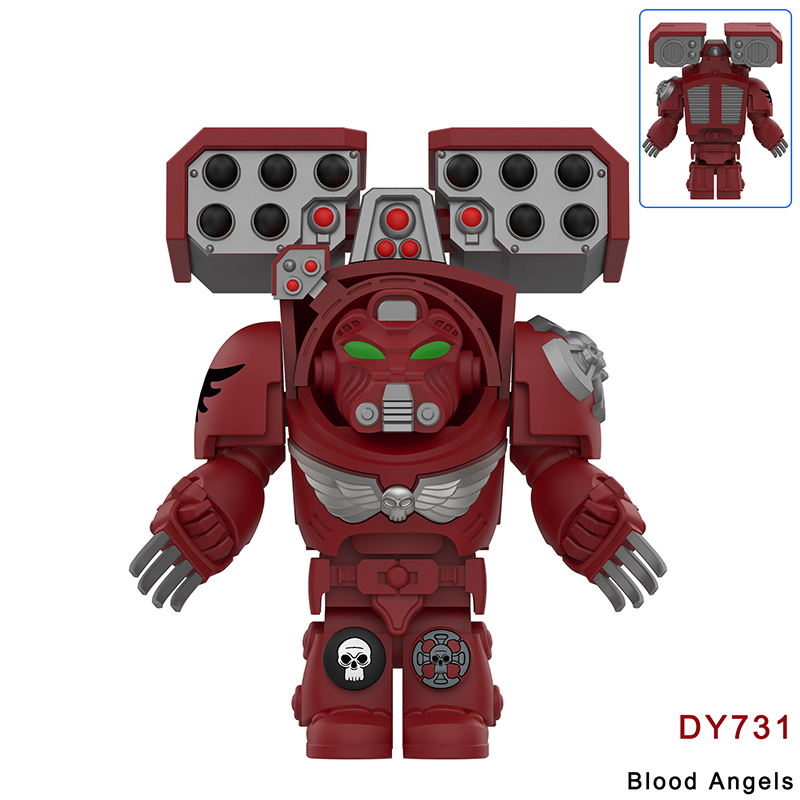 DY717-724 British Game Warhammer Blood Angels Minifigs Building Blocks Warrior Ultramarines Imperial Armour Helmet Toys Gift Boy