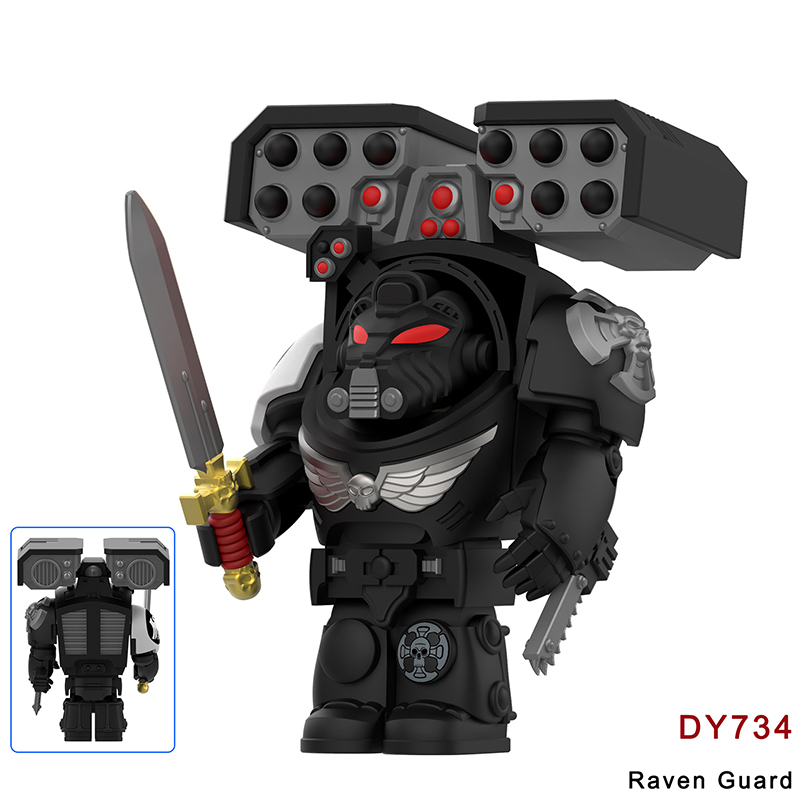 DY7125-732 British Game Warhammer Blood Angels Minifigs Building Blocks Warrior Ultramarines Imperial Armour Helmet Toys Gift Boy