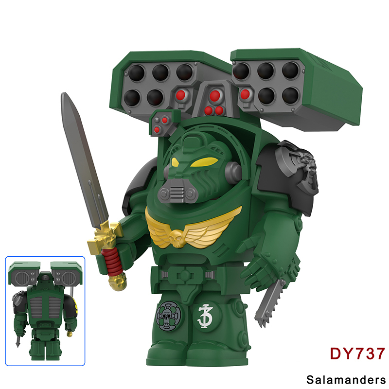 DY7125-732 British Game Warhammer Blood Angels Minifigs Building Blocks Warrior Ultramarines Imperial Armour Helmet Toys Gift Boy