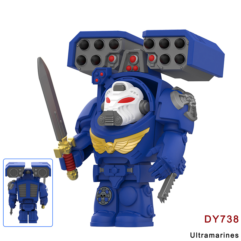 DY7125-732 British Game Warhammer Blood Angels Minifigs Building Blocks Warrior Ultramarines Imperial Armour Helmet Toys Gift Boy