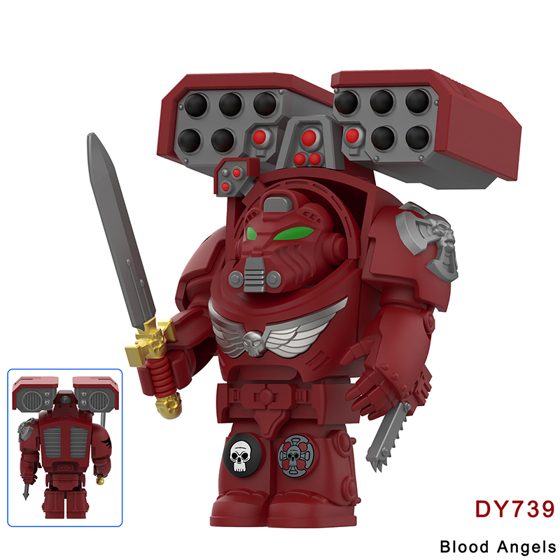 DY7125-732 British Game Warhammer Blood Angels Minifigs Building Blocks Warrior Ultramarines Imperial Armour Helmet Toys Gift Boy