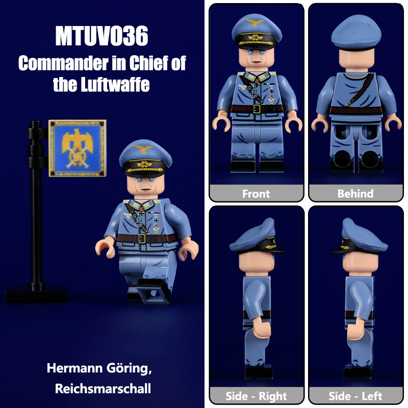 N611 WW2 Military German Soldiers Action Figures Luftwaffe Army German Infantry Building Blocks Weapons Gun Children Toys Boys N609-612