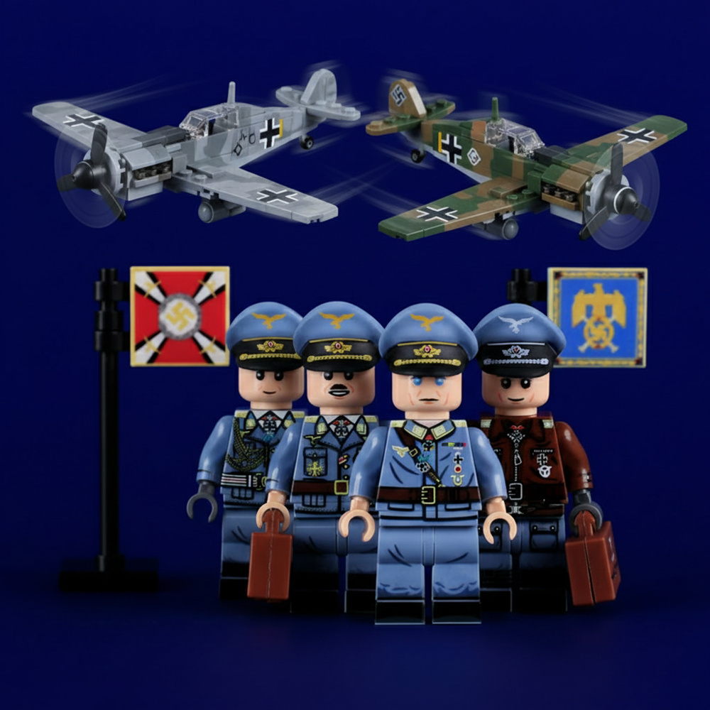 N611 WW2 Military German Soldiers Action Figures Luftwaffe Army German Infantry Building Blocks Weapons Gun Children Toys Boys N609-612