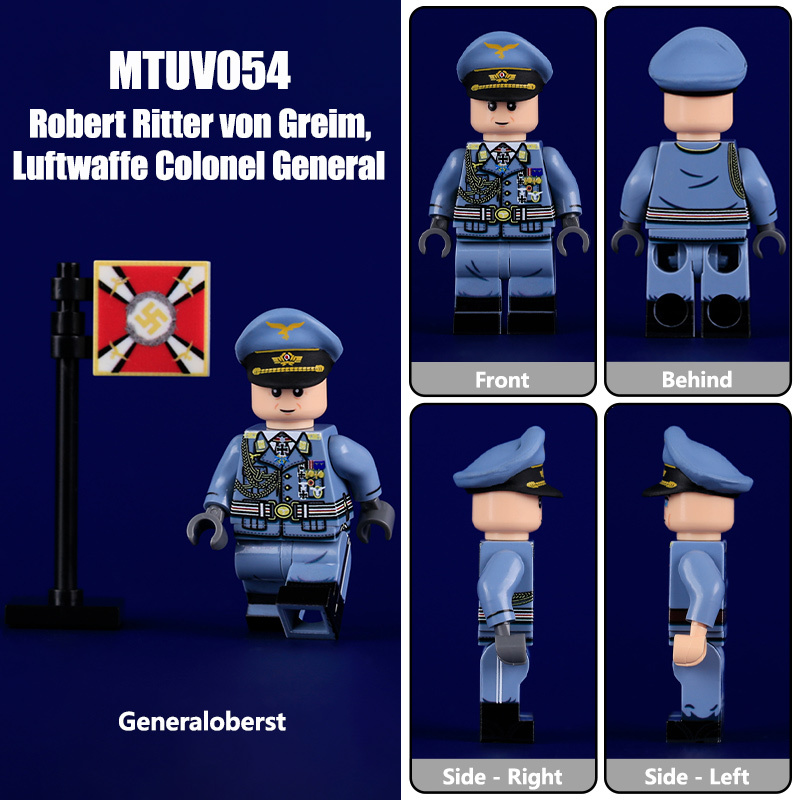 N611 WW2 Military German Soldiers Action Figures Luftwaffe Army German Infantry Building Blocks Weapons Gun Children Toys Boys N609-612