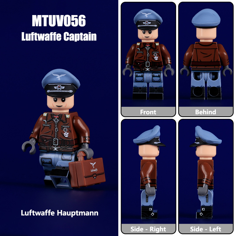 N611 WW2 Military German Soldiers Action Figures Luftwaffe Army German Infantry Building Blocks Weapons Gun Children Toys Boys N609-612