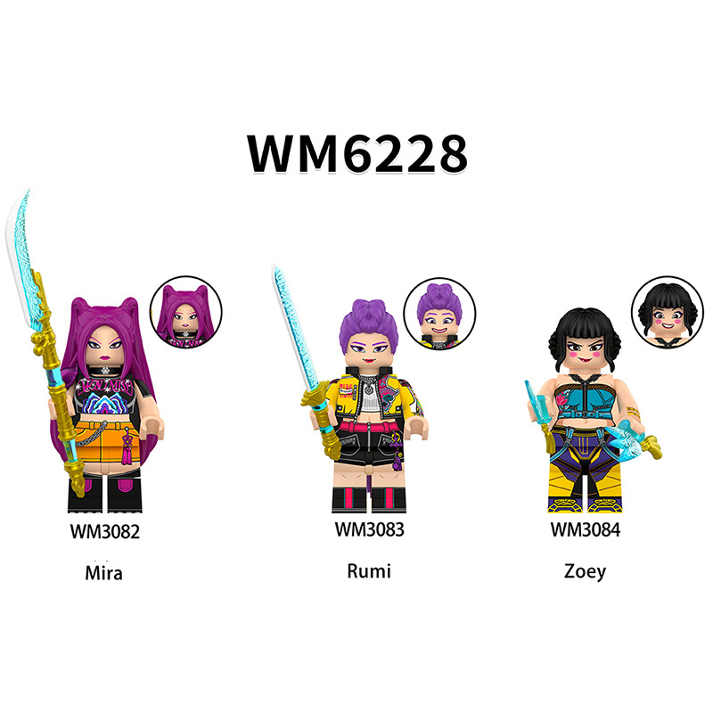 WM6228 Cartoon Butters Kpop Demon Hunters Minifigs Building Blocks Rumi Zoey Mira Action Figures Children Gifts Birthday Toys