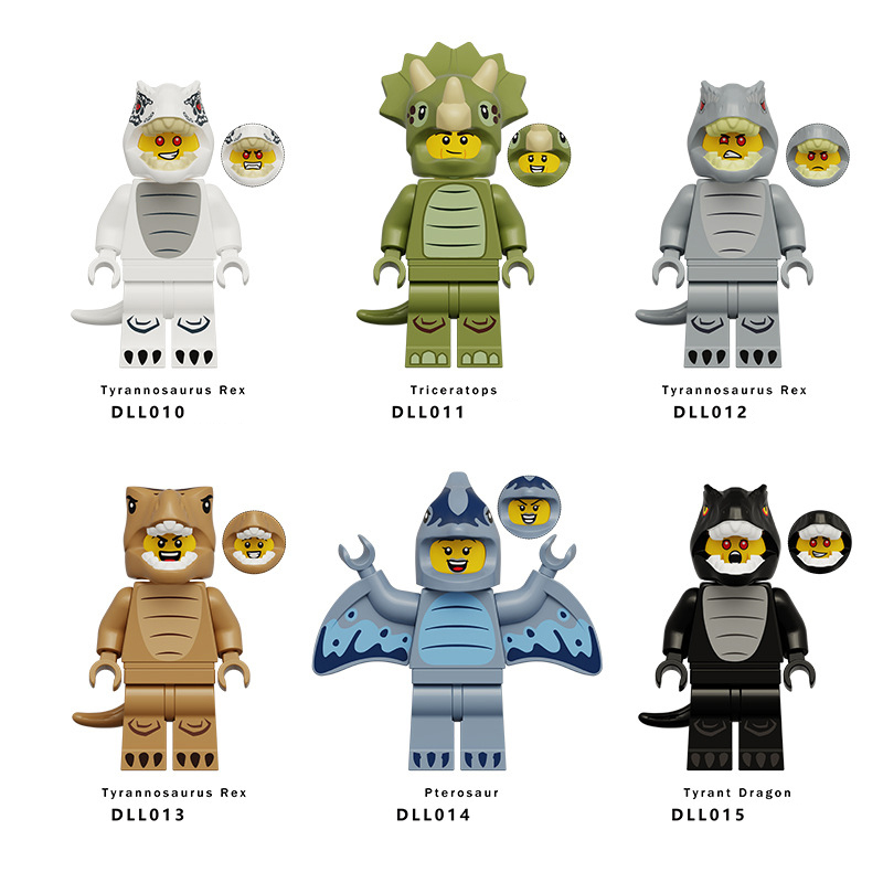 KL3316 Cartoon Dinosaur Series Ankylosaurus Action Figures White Little Triceratops Minifigs Building Blocks Toys Children Gifts