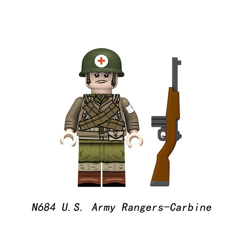 N701-706 WW2 Vietnam War Militia Minifigs Building Blocks Vietban Grunt War Infantry Army Weapon Soldier Figures Parts Bricks Toys