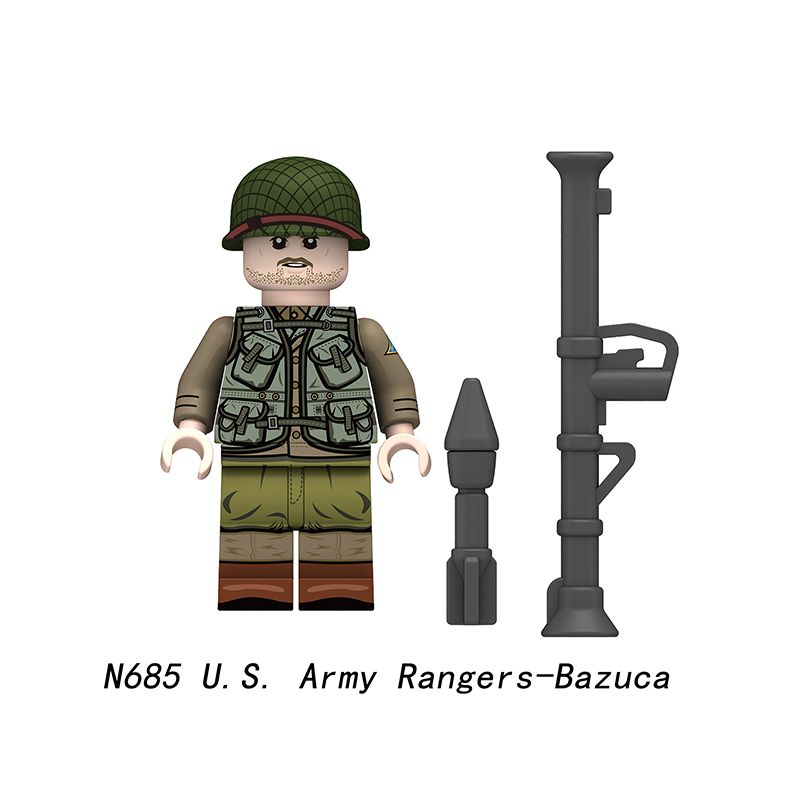 N701-706 WW2 Vietnam War Militia Minifigs Building Blocks Vietban Grunt War Infantry Army Weapon Soldier Figures Parts Bricks Toys