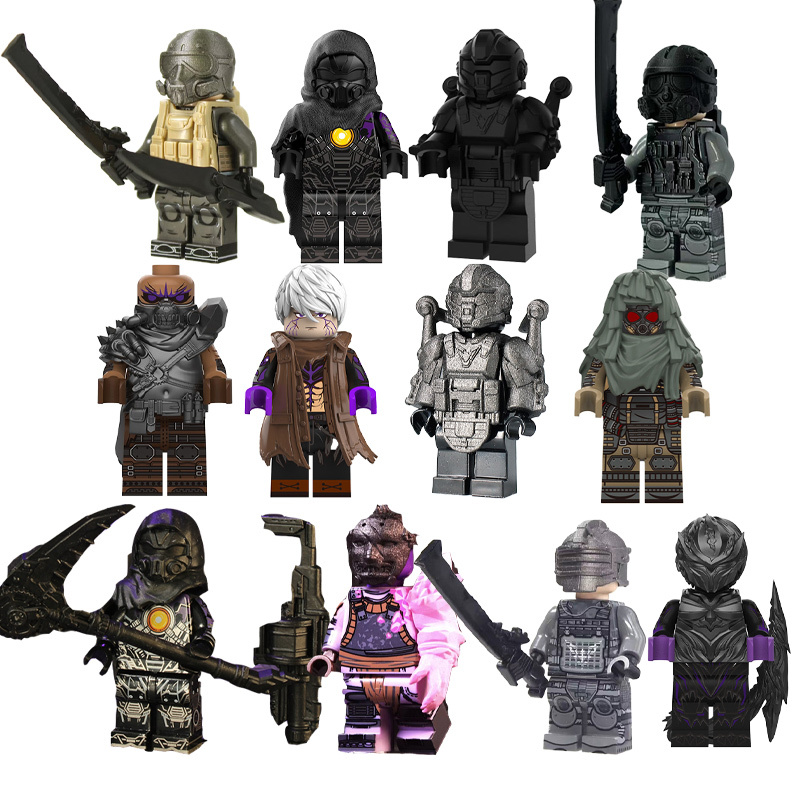 GG002 GG006 Game for Boss Crazy Fire Villeneuve Xuan Yuan Minifigs Building Blocks Sergeant Hatton White Weapon Gun Knife Bag Accessories Toys Gift