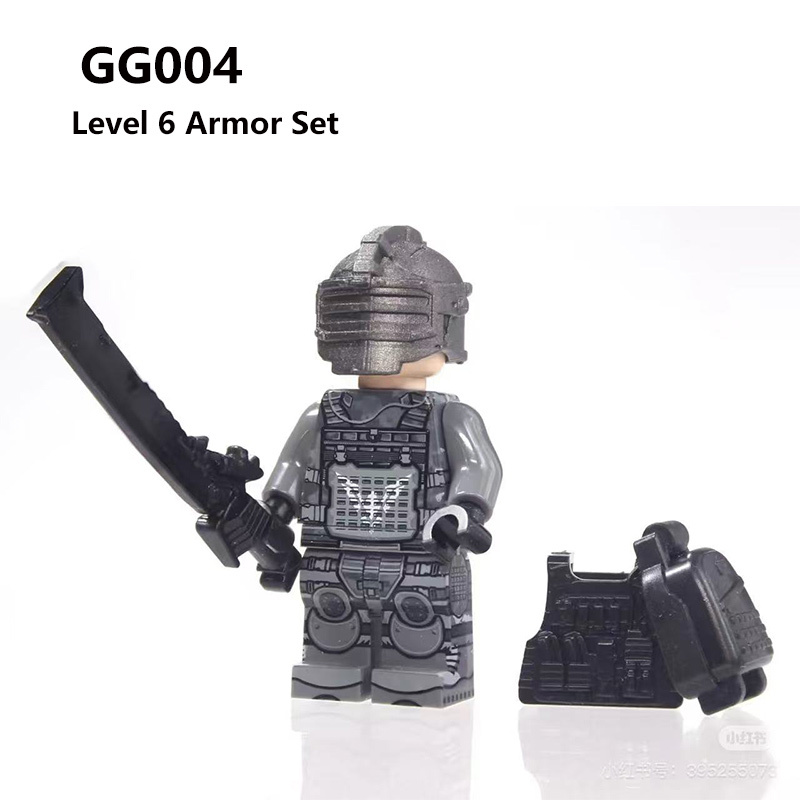 GG002 GG006 Game for Boss Crazy Fire Villeneuve Xuan Yuan Minifigs Building Blocks Sergeant Hatton White Weapon Gun Knife Bag Accessories Toys Gift