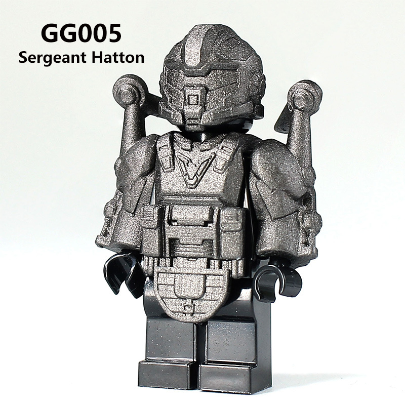 GG002 GG006 Game for Boss Crazy Fire Villeneuve Xuan Yuan Minifigs Building Blocks Sergeant Hatton White Weapon Gun Knife Bag Accessories Toys Gift