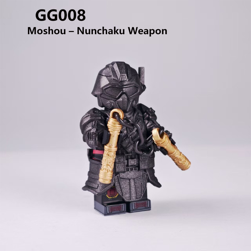 GG002 GG006 Game for Boss Crazy Fire Villeneuve Xuan Yuan Minifigs Building Blocks Sergeant Hatton White Weapon Gun Knife Bag Accessories Toys Gift
